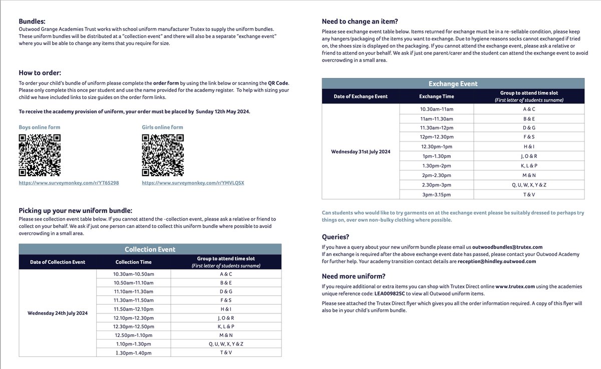 1⃣Day before the deadline! Starting @OutwoodHindley in Y7 this September? Check out the information below to receive your free uniform bundle - Orders must be placed by TOMORROW Sunday 12th May! surveymonkey.com/r/YT65298 - boys surveymonkey.com/r/YMVLQSX - girls