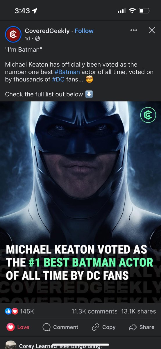 Just saw this posted on Facebook and wanted to share. @MichaelKeaton, if you see this, I hope you are always proud of yourself and your performance and to hell with the haters. You will always be the one and only #Batman to me. ☺️♥️🦇