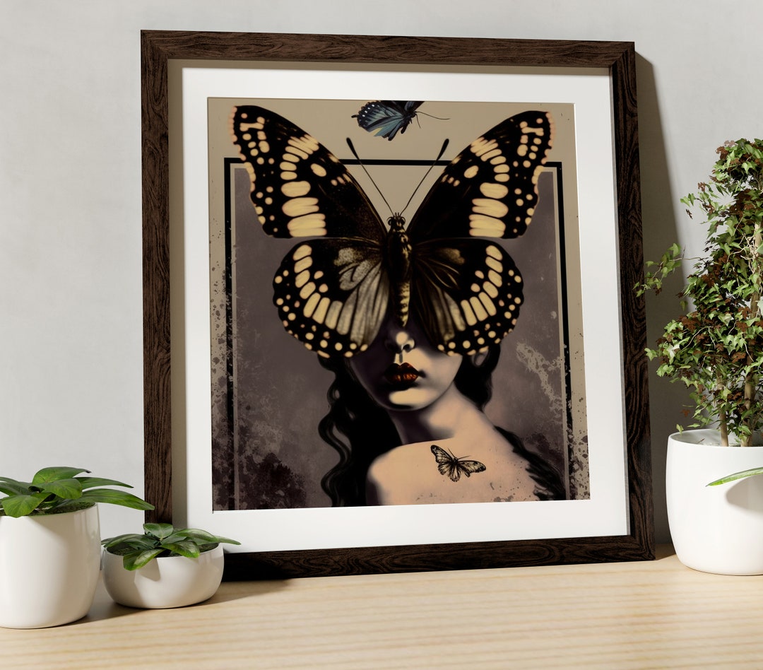 Butterfly Girl Fairy Print - Mixed Media Goddess - Surreal Painting - For Your Sacred Space by DesignBohemian etsy.com/listing/133950… #interiordecor #interiorinspo #interioraesthetic #roominspo #gallerywallart #bohemian #vintagedesign