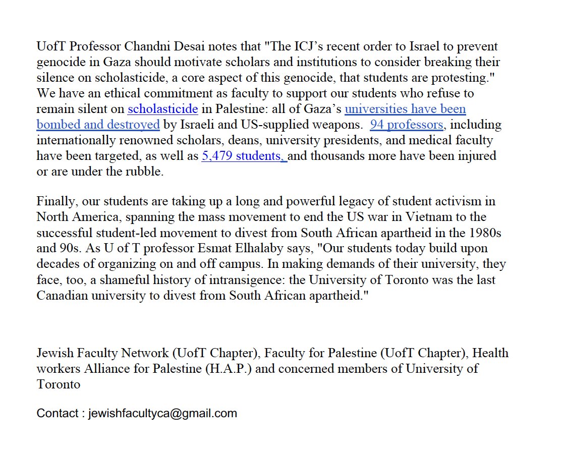 🔥'University of Toronto Faculty Stand in Support of Student Protest' A statement from Jewish Faculty Network (@FacultyJewish UofT Chapter), Faculty for Palestine (@fac4pal UofT Chapter), @HA4Palestine (H.A.P.), and concerned members of University of Toronto