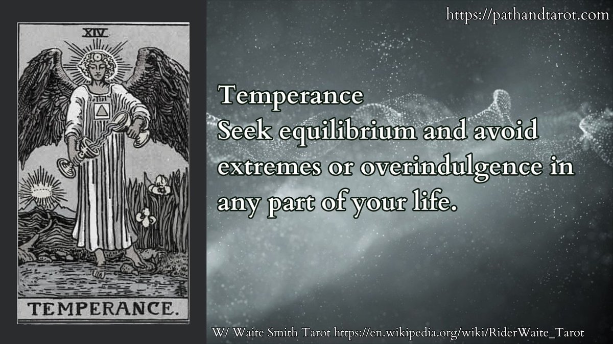 Seek equilibrium and avoid extremes or overindulgence in any part of your life. #cartomancy #dailytarot #tarotreader #tarotcards #pathandtarot #waitesmith