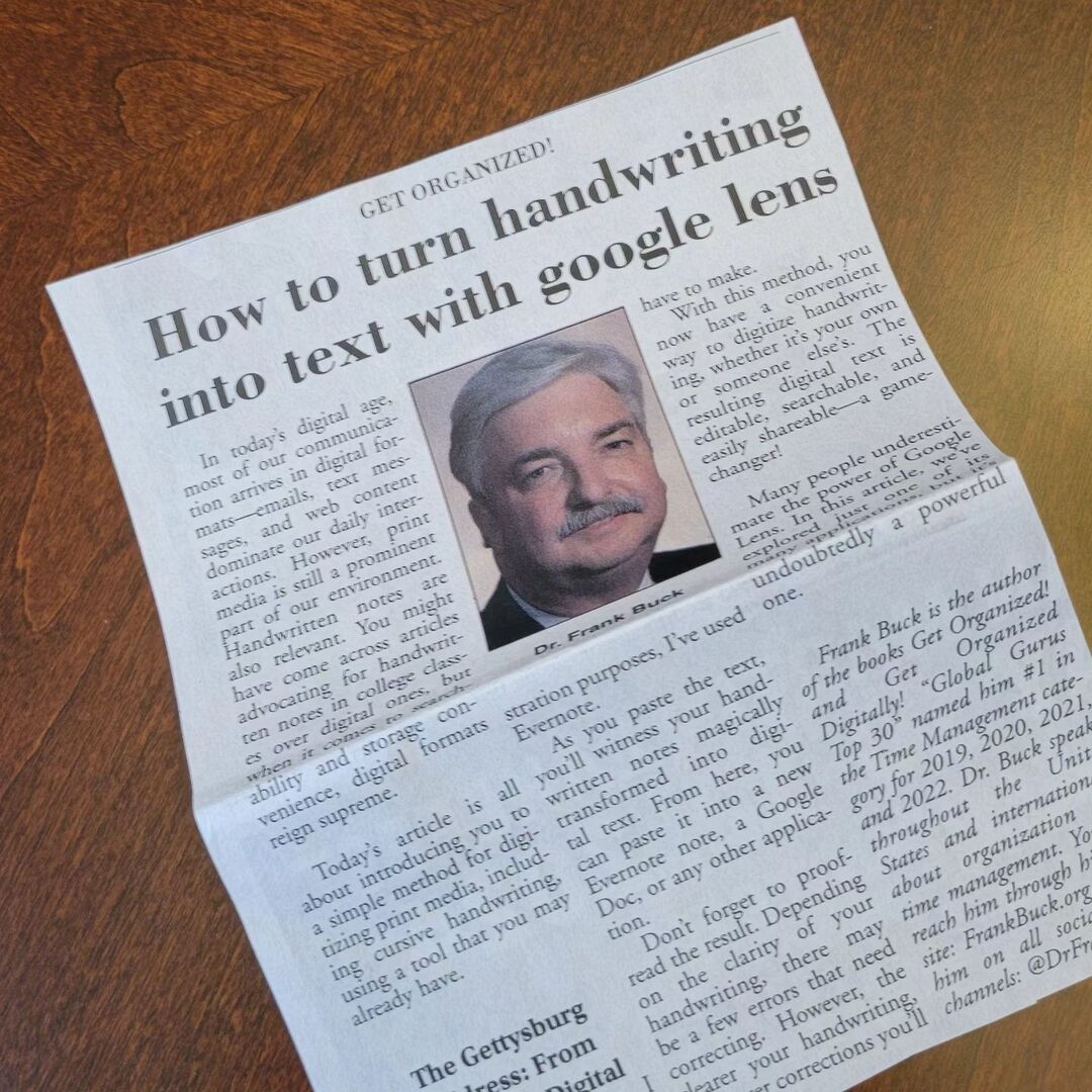 This week's newspaper article. If you haven't discovered #GoogleLens, you're missing out on a fantastic tool. #GetOrganized #if