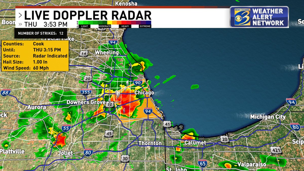 Downtown #Chicago is under a severe thunderstorm warning now. We'll watch these storms to see how they evolve towards the northeast. #MIwx