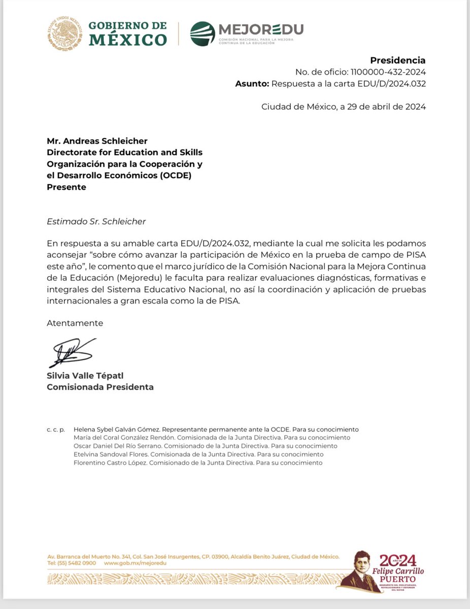 Dice el gobierno de la 4T que la prueba PISA de evaluación educativa @ocdeenespanol no se hará porque son hacer evaluaciones internacionales 'a gran escala'

O sea, 

 'es de que no se va a poder joven'

'es la hora de mi comida licenciado'