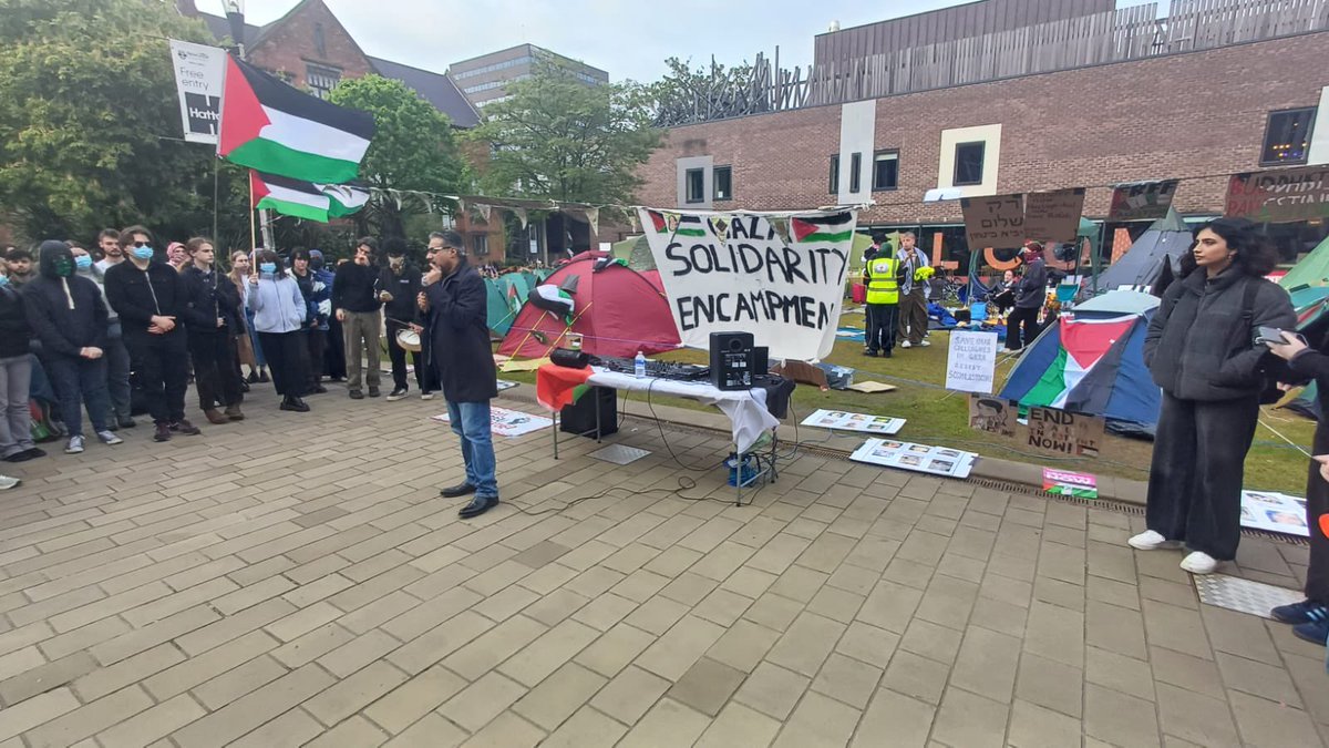 NEW: Director of the International Centre of Justice for Palestinians director, Tayab Ali, has joined Newcastle Apartheid Off Campus’ rally to call out UK universities complacency in the Genocide in Gaza. Thank you @tayab_ali_ for your support👏🇵🇸