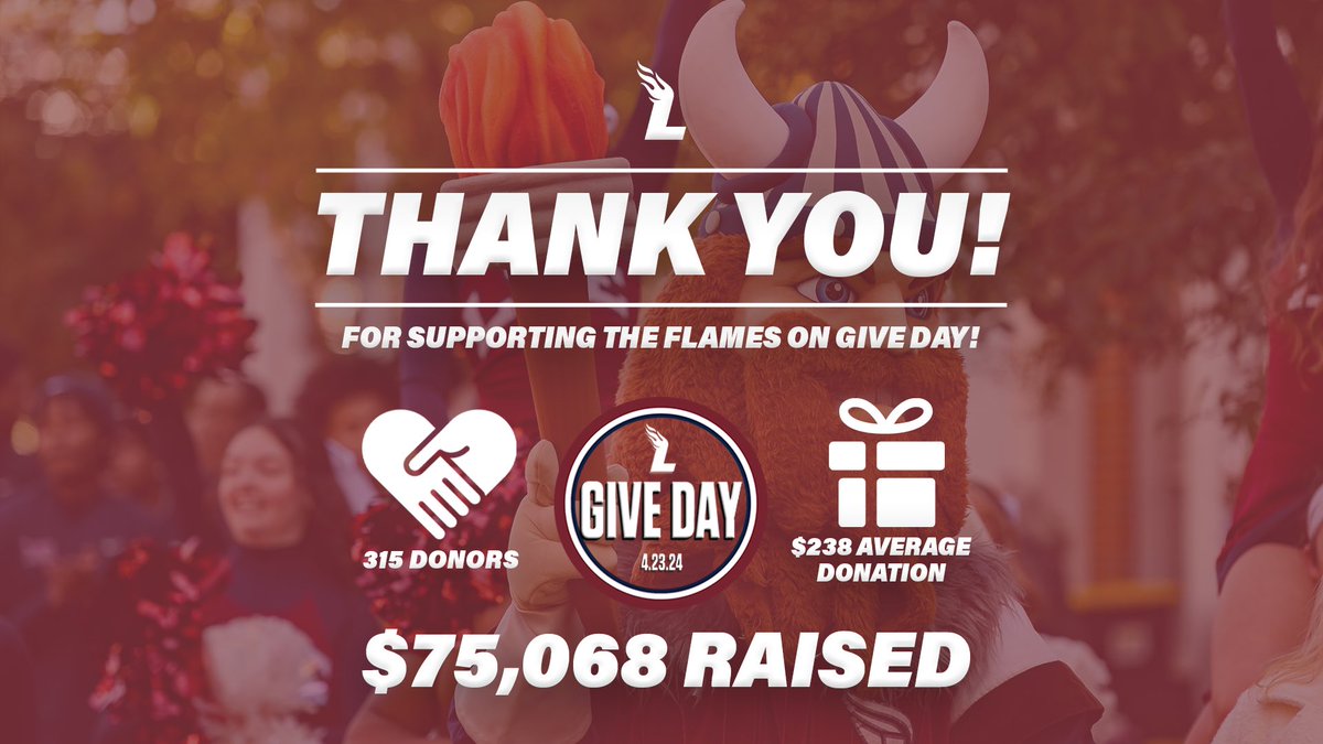 Thank you for your support on Give Day! We appreciate each and every gift, and can’t wait to see what’s in store for the Flames in the future! #FiredUp🔥