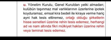 📌 Gün içerisinde, Beşiktaş’ın yeni tüzüğünde genel kurul onayına sunulacak aşağıdaki maddeyle ilgili pek çok yorum yazılmış.

📌 Madde, Beşiktaş’ı ve geleceğini güvence altına alan bir madde. Genel kurulun izni olmadan kulübe ait taşınmazların satışı yapılmasın deniyor.