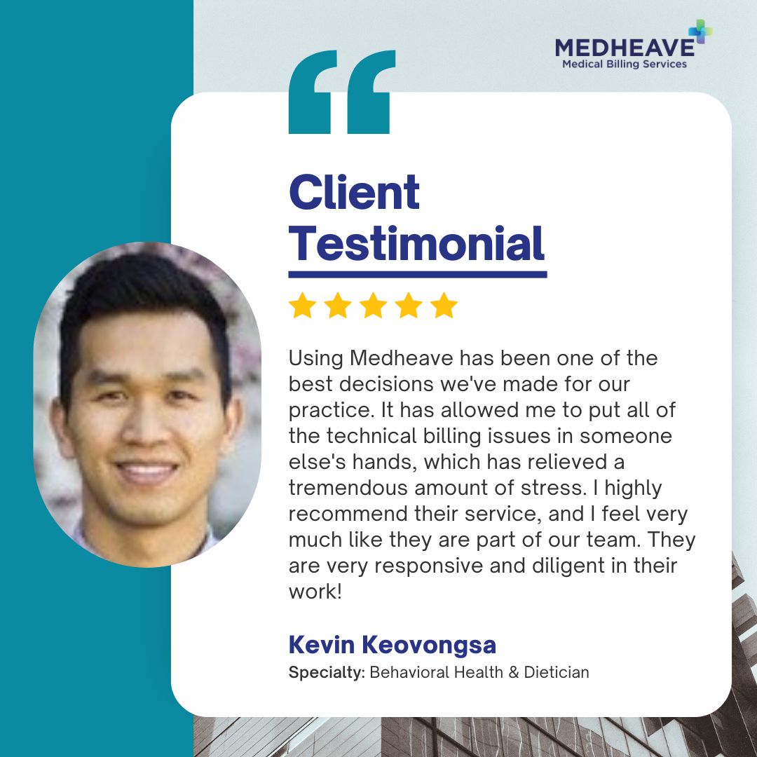 Thrilled to Receive such Positive Feedback from one of our Valued Clients! 🌟 
#ClientTestimonial #MedicalBilling #HealthcareSolutions #medicalbillingcompany #medheave #medicalbillingservices #medicalbilling #medicalcoding #RevenueCycleManagement #HealthcareSolutions