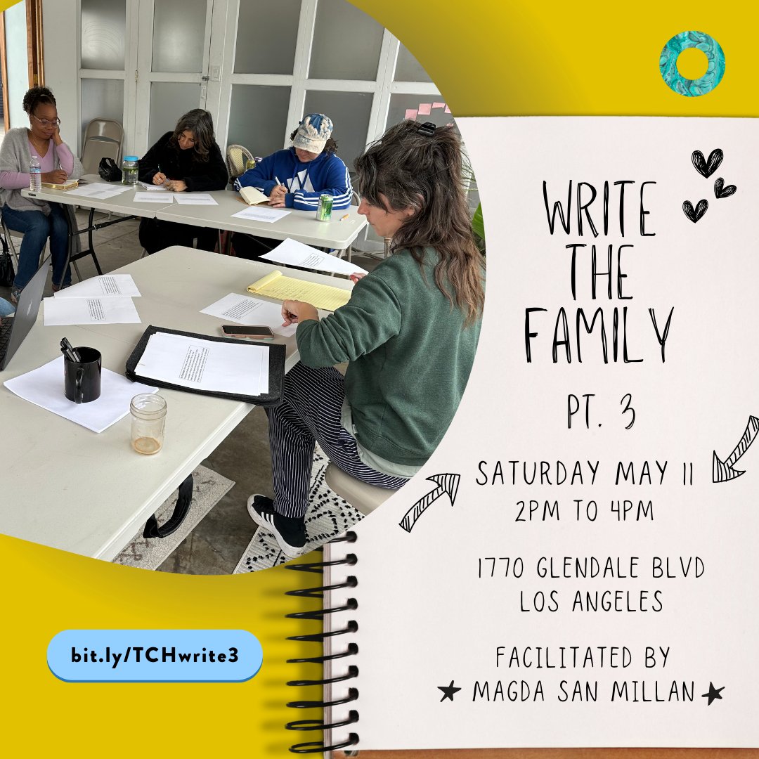 🙋🏽‍♀️All writing levels are welcome to explore the topic of family.

👍🏽18+ event.

🔗Register for the May 11th workshop at bit.ly/TCHwrite3

#TheChapterHouseLA #TheChapterHouse #TongvaTerritory #EchoPark #TCH #CreativeWriting #WritingWorkshop #Family #WritetheFamily
