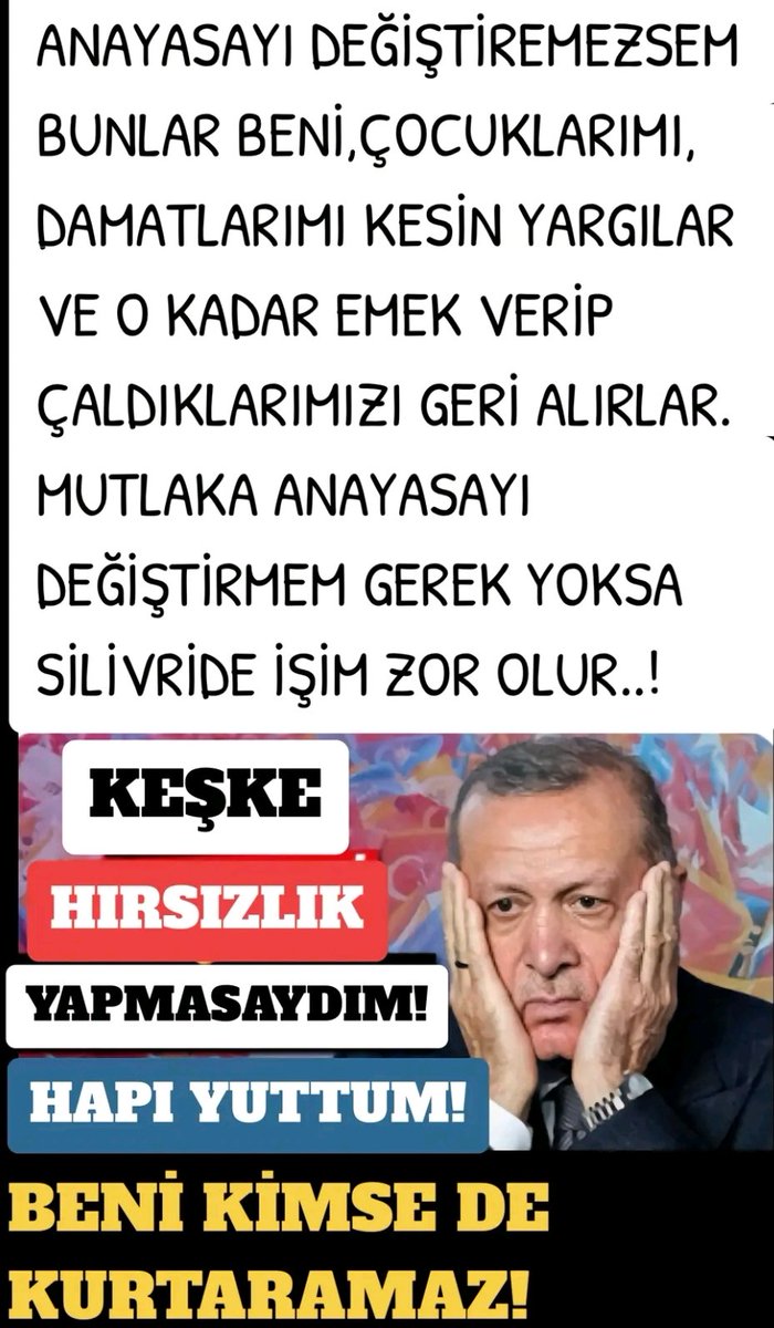 EY TÜRK MİLLETİ İŞTE SIRF BU YÜZDEN ANAYASAYI DEĞİŞMENİN ÇABASINDA BU AKP GENEL BAŞKANI @RTErdogan  MEVCUT ANAYASAYI TANIMAYAN TÜRK MİLLETİNİ VE TOPRAKLARINI ARAPLARA PEŞKEŞ ÇEKİP AİLESİNİ ABD ye YERLEŞTİRENDEN YENİ ANAYASAYA UYMAYI BEKLİYORMUSUNUZ  #Akpkapatılsın #erdoğanistifa