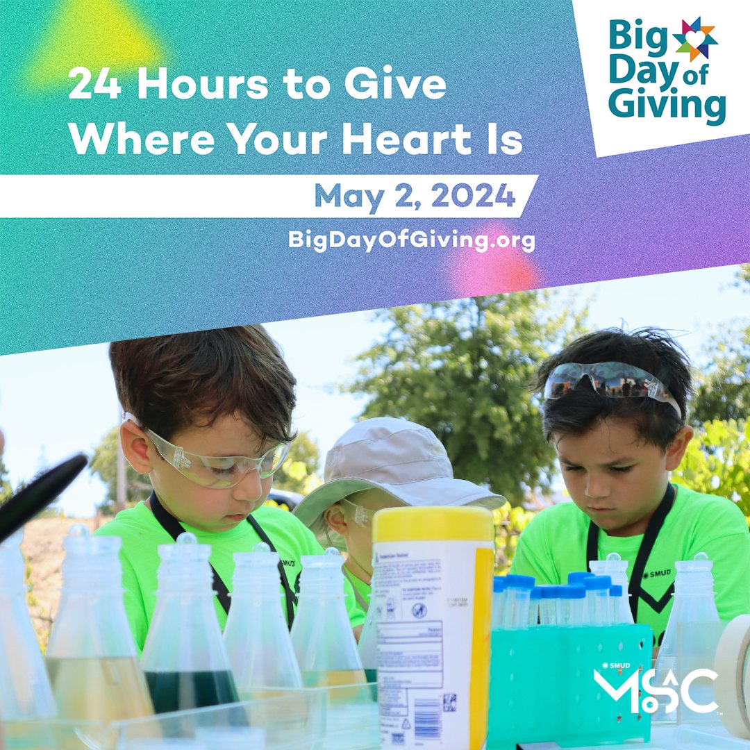 Support MOSAC today for Big Day of Giving! Donate now to support learning opportunities: bigdayofgiving.org/organization/M… 🌟 Help us reach our goal of $30,000 by May 2 🌟 #SMUDMOSAC #BDOG2024 #BigDayofGiving