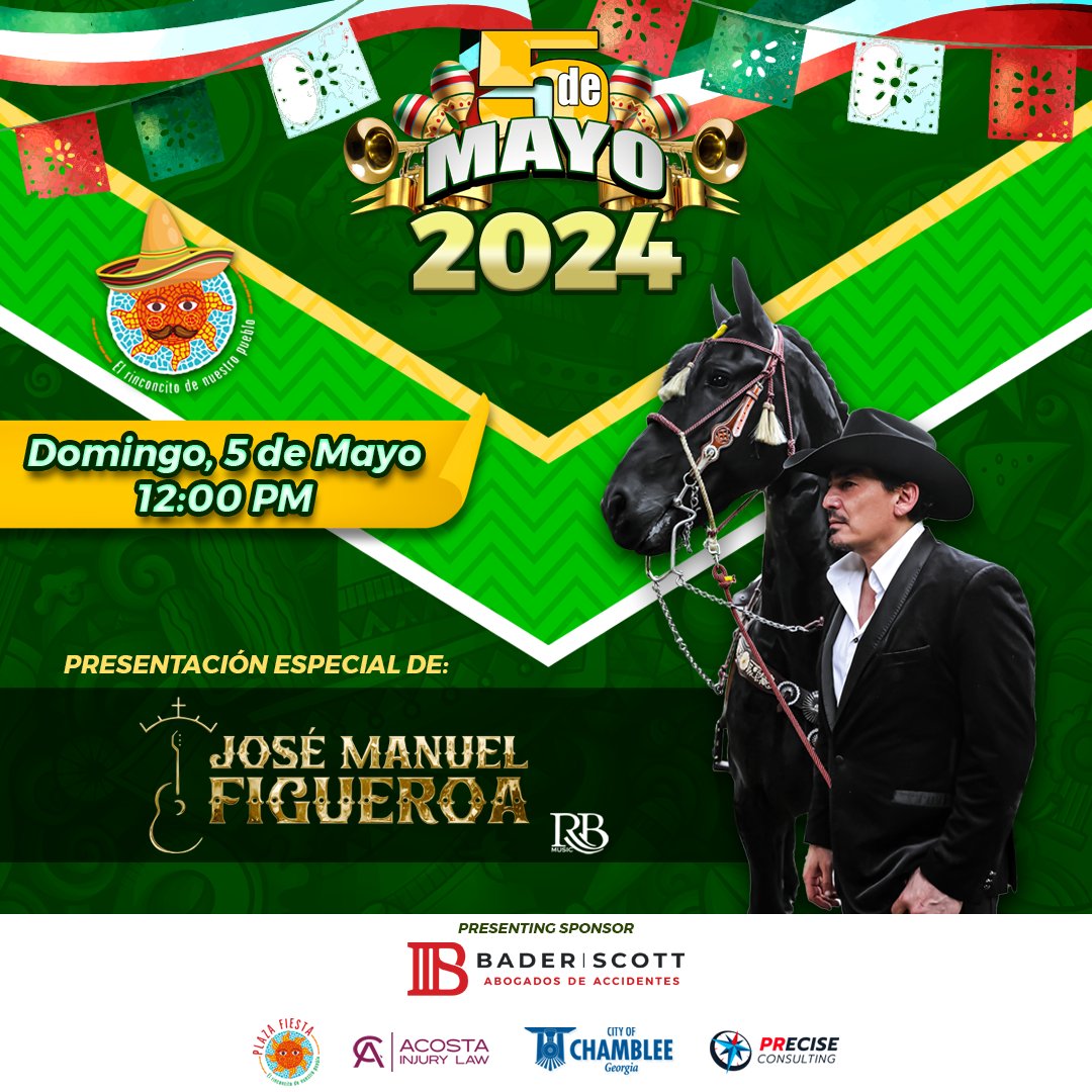 🌮🍺Looking for Cinco De Mayo Plans? Look no further than Plaza Fiesta's annual Cinco De Mayo Festival on May 5 from 12:00 p.m. - 7:00 p.m. There will be food vendors, kids attractions, contests, and live music featuring singer-songwriter José Manuel Figueroa. #cincodemayo2024