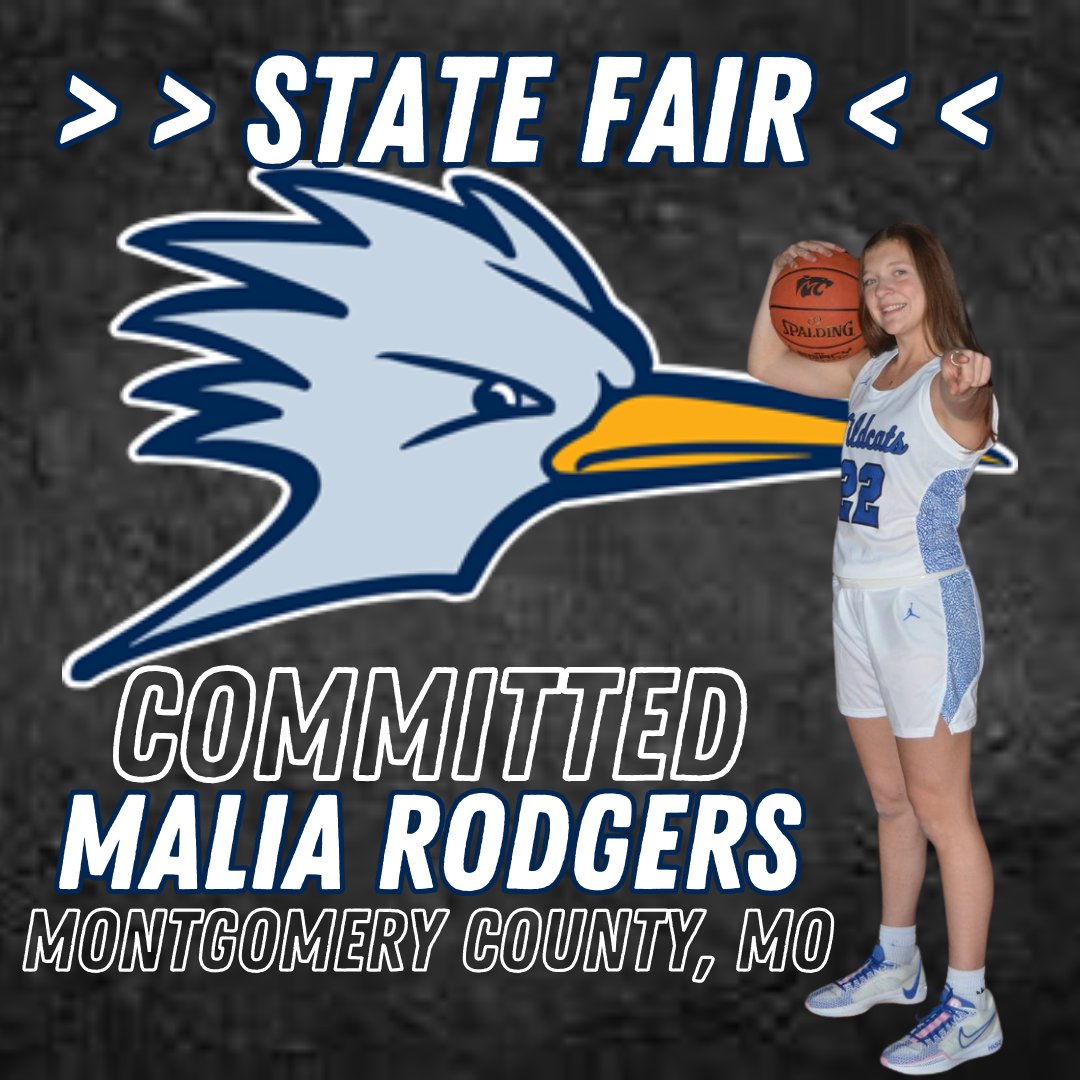 🚨Roadrunner Fans🚨 Please help us welcome Malia Rodgers to the Roadrunner family! Malia is coming to State Fair from Montgomery County High School in Montgomery City, MO!