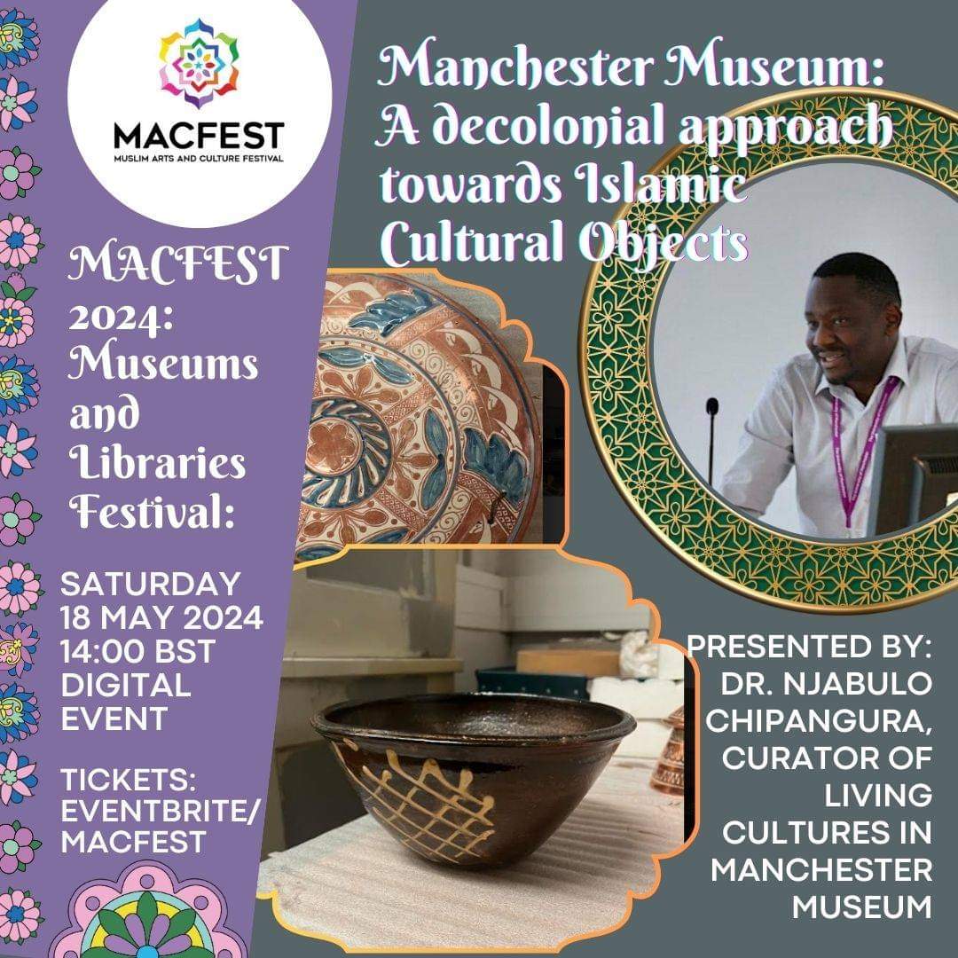 #macfest2024 - join on 18th of May at 14:00 pm #cultural #islmic #objects with our partner #manchester @McrMuseum. we are looking forward to your event with @MACFESTUK @QaisraShahraz Read more here: manchestereveningnews.co.uk/whats-on/whats…