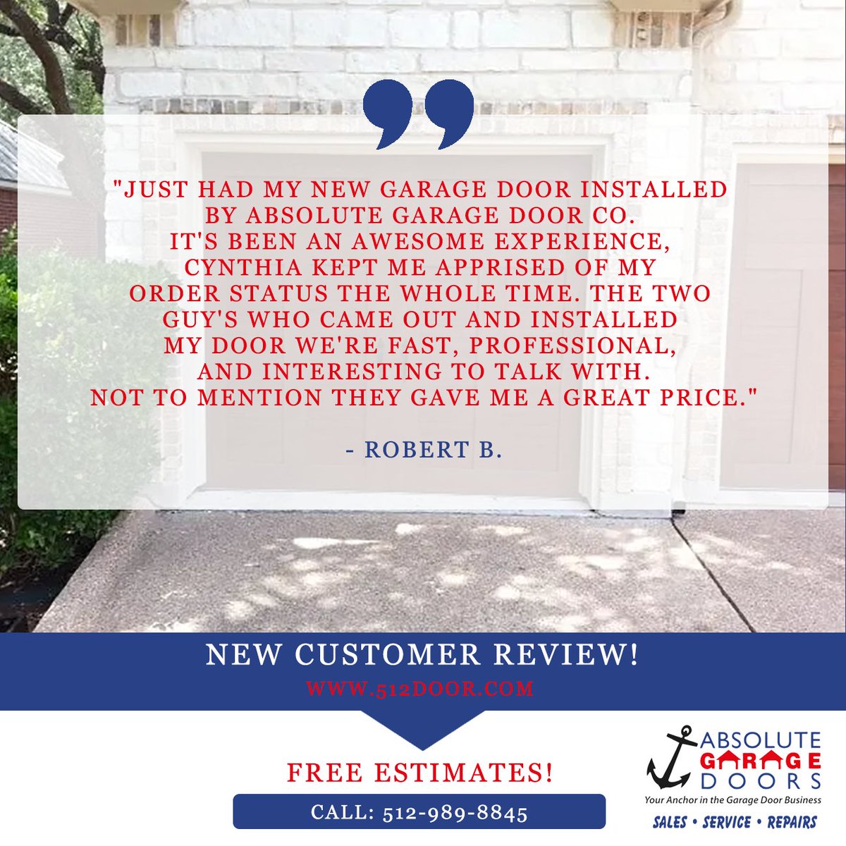 We are thrilled to hear about positive customer experiences!

#AbsoluteGarageDoors #garagedoors #garagedoorrepair #customerreviews