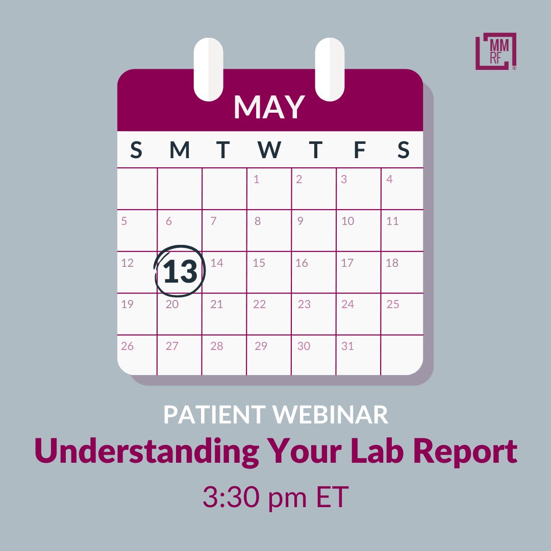 SAVE THE DATE 💌 On 5/13, Dr. @CraigEmmittCole and Amy Blake, NP-C from @karmanoscancer will discuss the lab tests and reports requested for multiple #myeloma patients. Don’t miss out—register today: ow.ly/vgCi50Rpopr #mmsm