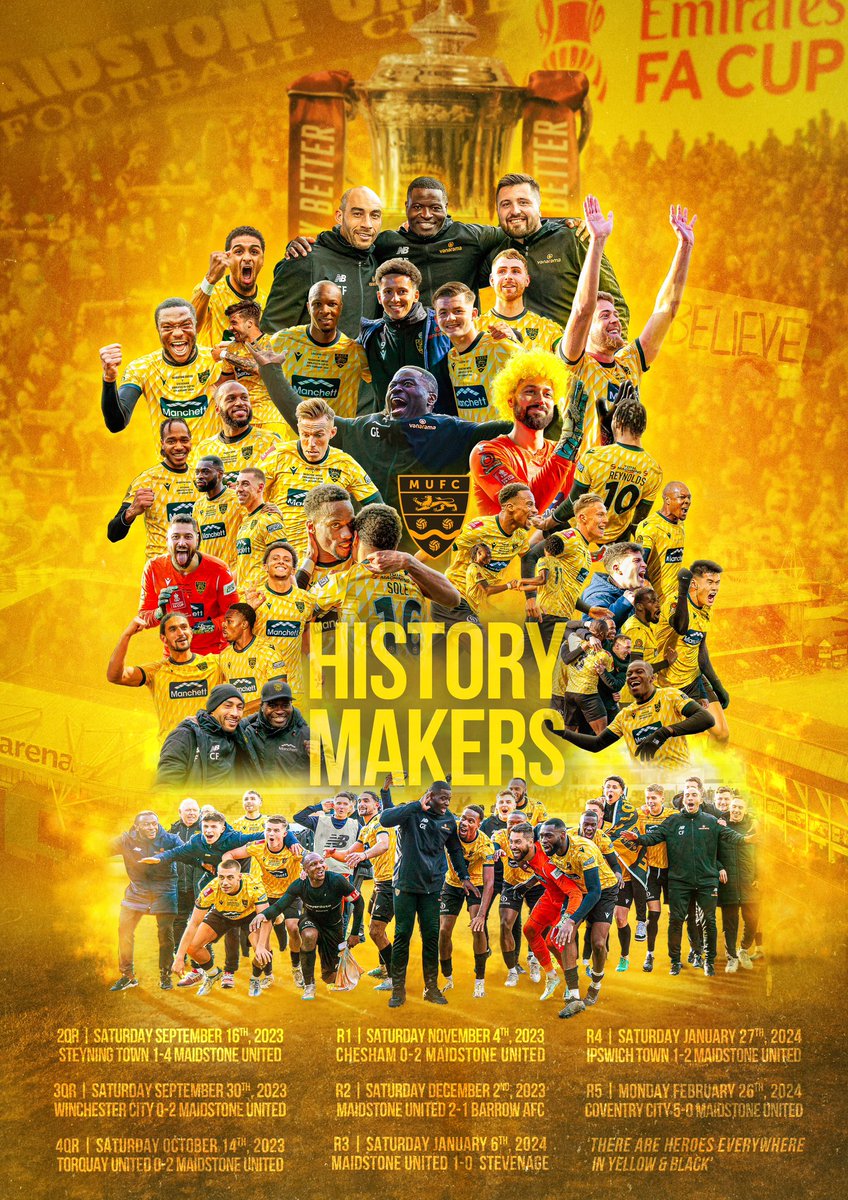 What a season it’s been! One I’ll never forget! History makers 💛🖤 📸@acerhelen #maidstoneunited #stones