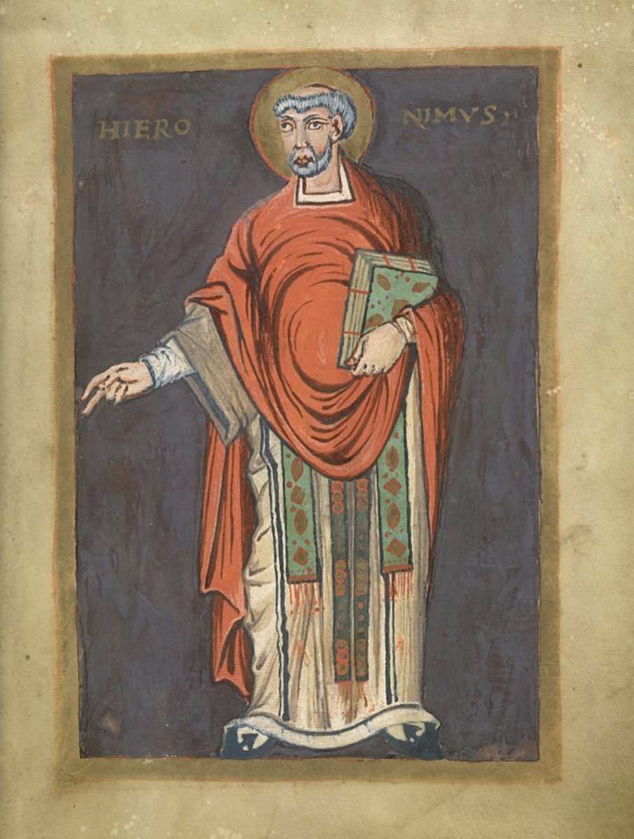 St Jerome with book in hand BL Add MS 37768; the 'Lothar Psalter'; c.840 CE-855 CE; Germany (Aachen) or Northern France (Tours); f.6r @BLMedieval