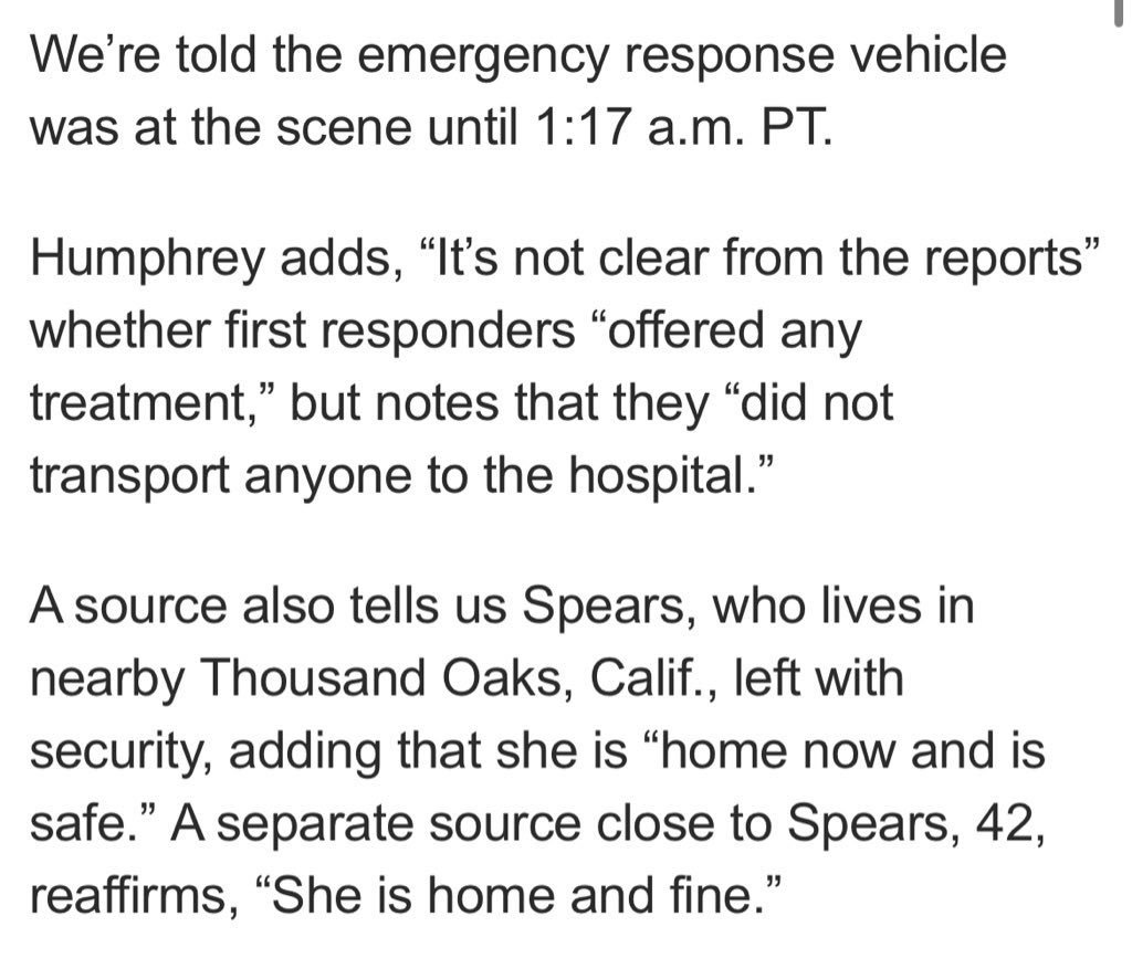 LAPD confirms that Britney Spears was NOT taken to the hospital, which means that she is not a danger to herself or others. She is home now and safe. #JusticeForBritney