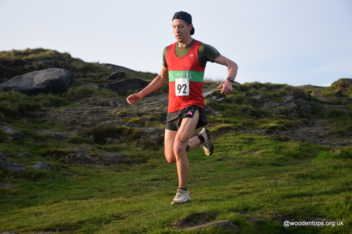 Nathan Edmondson has a big lead in the Dick Hudson's 7m Fell race at halfway turn round near the Dick Hudson's Pub @IlkleyHarriers @Fellrunninbrief @AthleticsWeekly