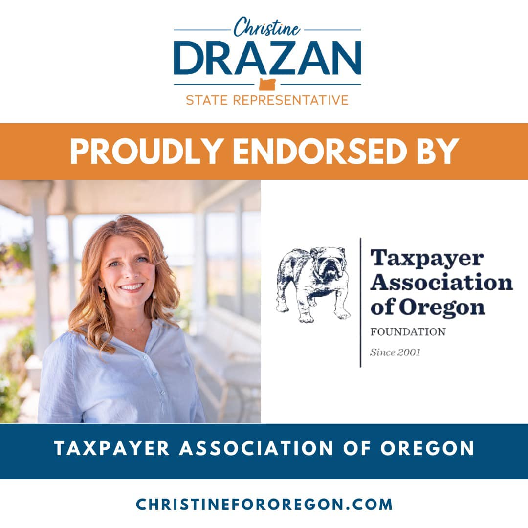 'Christine has consistently voted against tax increases and has been a prominent voice for Oregon's over-taxed families. Christine is the effective and engaging advocate Oregon taxpayers need in Salem.” - Jason Williams, Founder of Taxpayer Association of Oregon