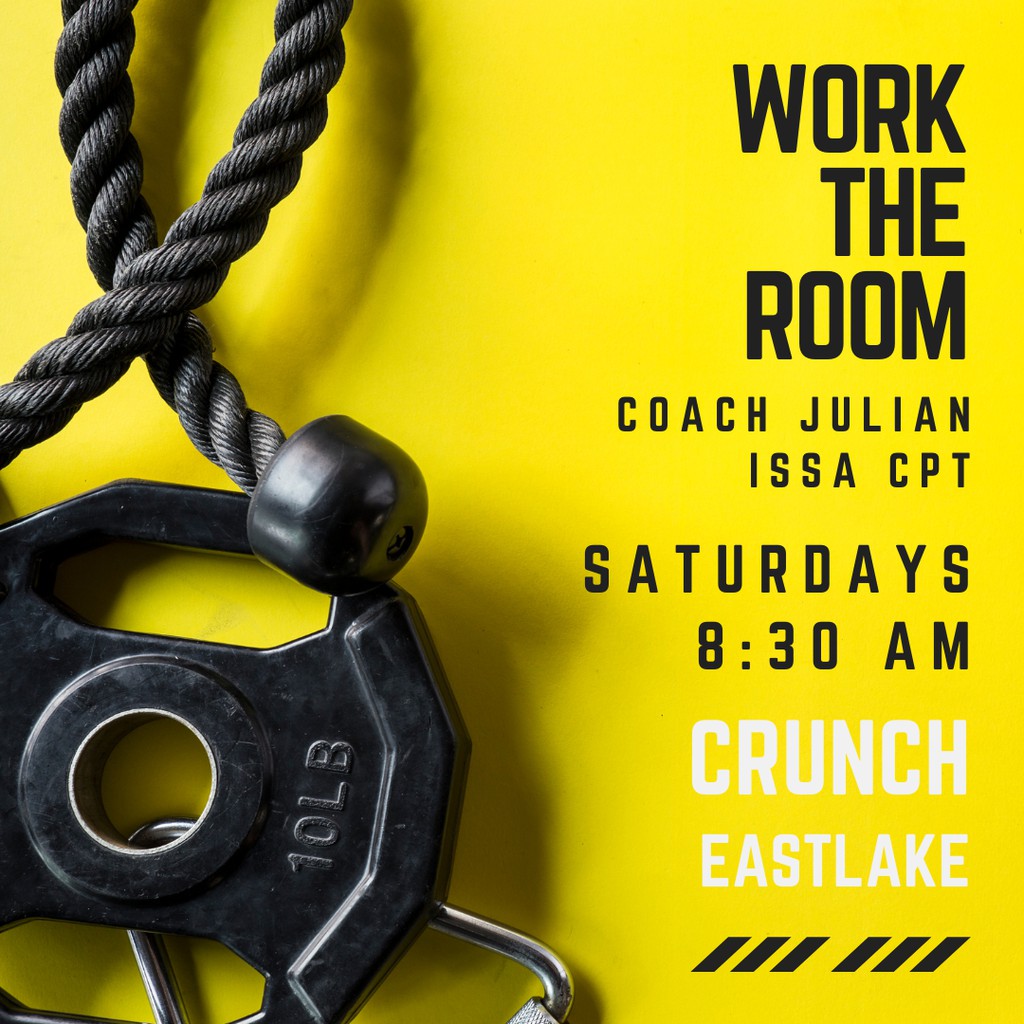 Work The Room - Every Sat at 8:30 AM w/ Coach Julian Push your limits variety of equipment and a wide range of strength, cardio, core, and athletic drills. #coachjulianj #kitfitnessdc #bootcamp #personaltrainer #hiitworkout #hiit #crunch #crunchfitness #classpass #getstrong