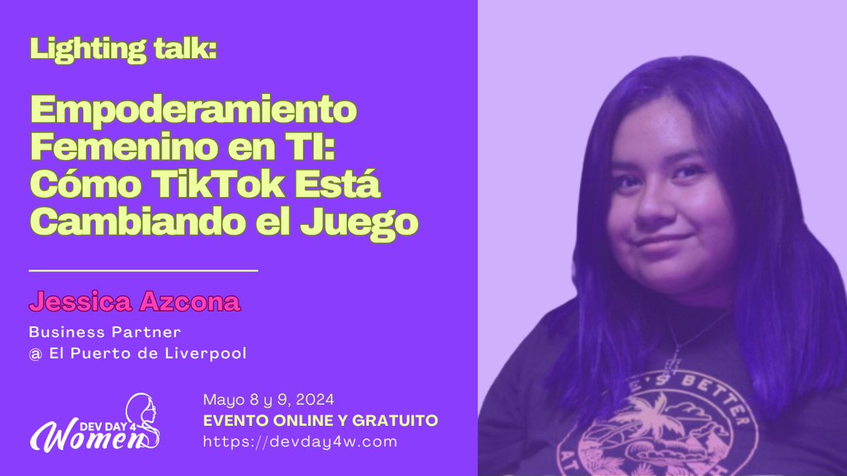 Code4DEI's tweet photo. Jessica Azcona (@Jss_QWERTY) nos compartirá su viaje personal y profesional creando contenido que no sólo empodera, sino que también educa a mujeres y niñas sobre las oportunidades en el campo TI.
¡No te pierdas su participación en #DevDay4W!
https://t.co/S9OfSvMHxE https://t.co/EogTuTHYI8