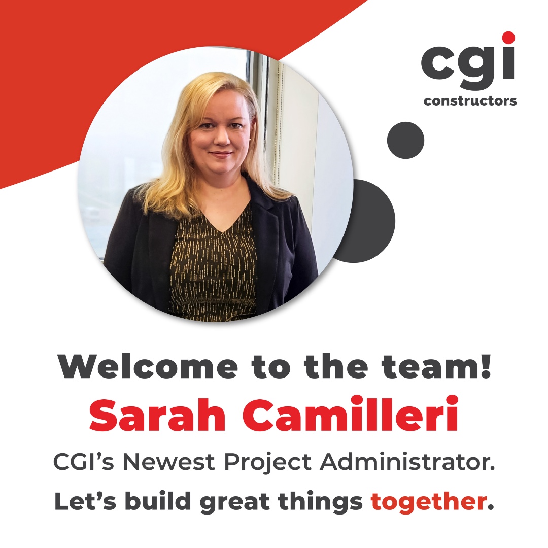 We are very excited to welcome Sarah Camilleri to the CGI team as our newest Project Administrator! We know we’re going to build great things together! #CGIConstructors #welcomeonboard #newteammember