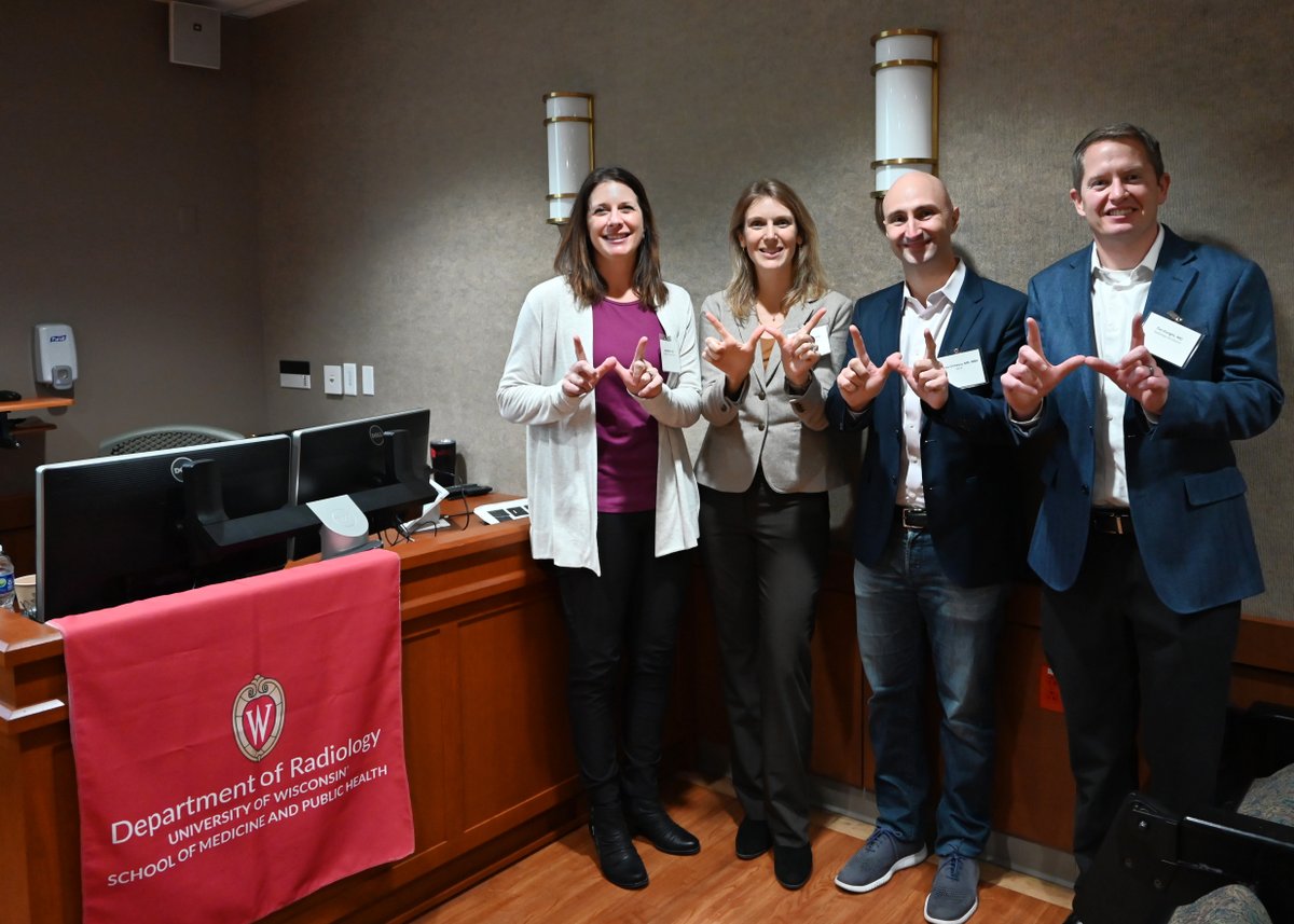 Last week, we had some Badger alumni back in town 🦡! Jody Riherd, MD; Jeannine Ruby, MD; Mircea Cristescu, MD; and Timothy Enright, MD shared tips on how to make the most of residency and fellowship and what life is like as a practicing radiologist with our current trainees.