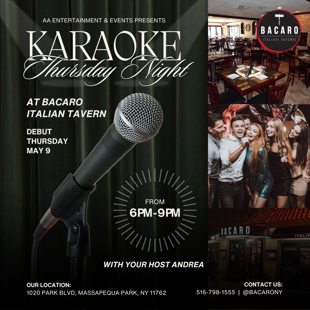 Karaoke Night Thursday May 9th! Always a great time! #Karaoke #MassapequaPark #Italianfood #LongIsland