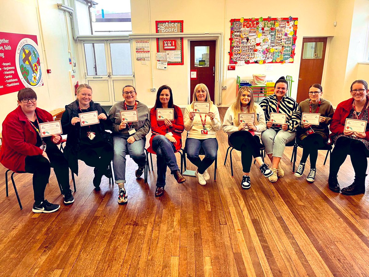 Staff received fantastic training on CPR and De-fib use today from @rctheartheroes We can’t wait to welcome the fantastic trainers back to train the children too. Diolch yn fawr! #heartheroes