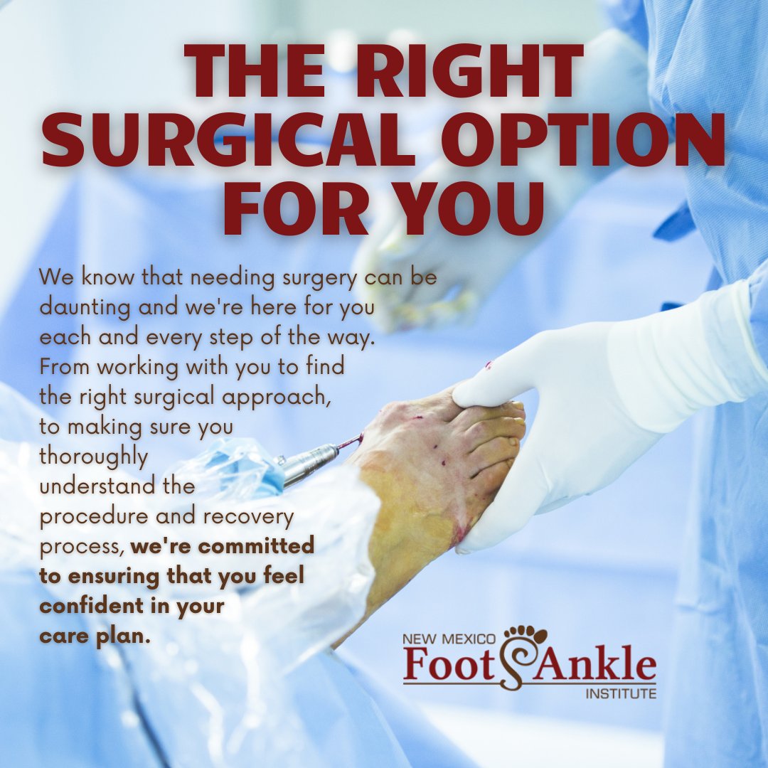 We’ll walk you through all your options and answer all of your questions when discussing your treatment plan. Reach out today!

#footpain #anklepain #podiatry #bestpodiatrists #health #footdoc #photo #follow #footsurgery #anklesurgery #podiatrist #NewMexicoFootAndAnkleInstitute