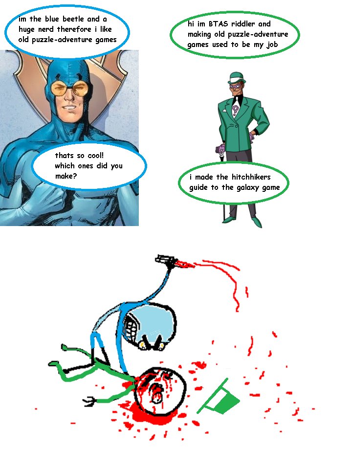 made a silly #bluebeetle and #riddler comic uwu