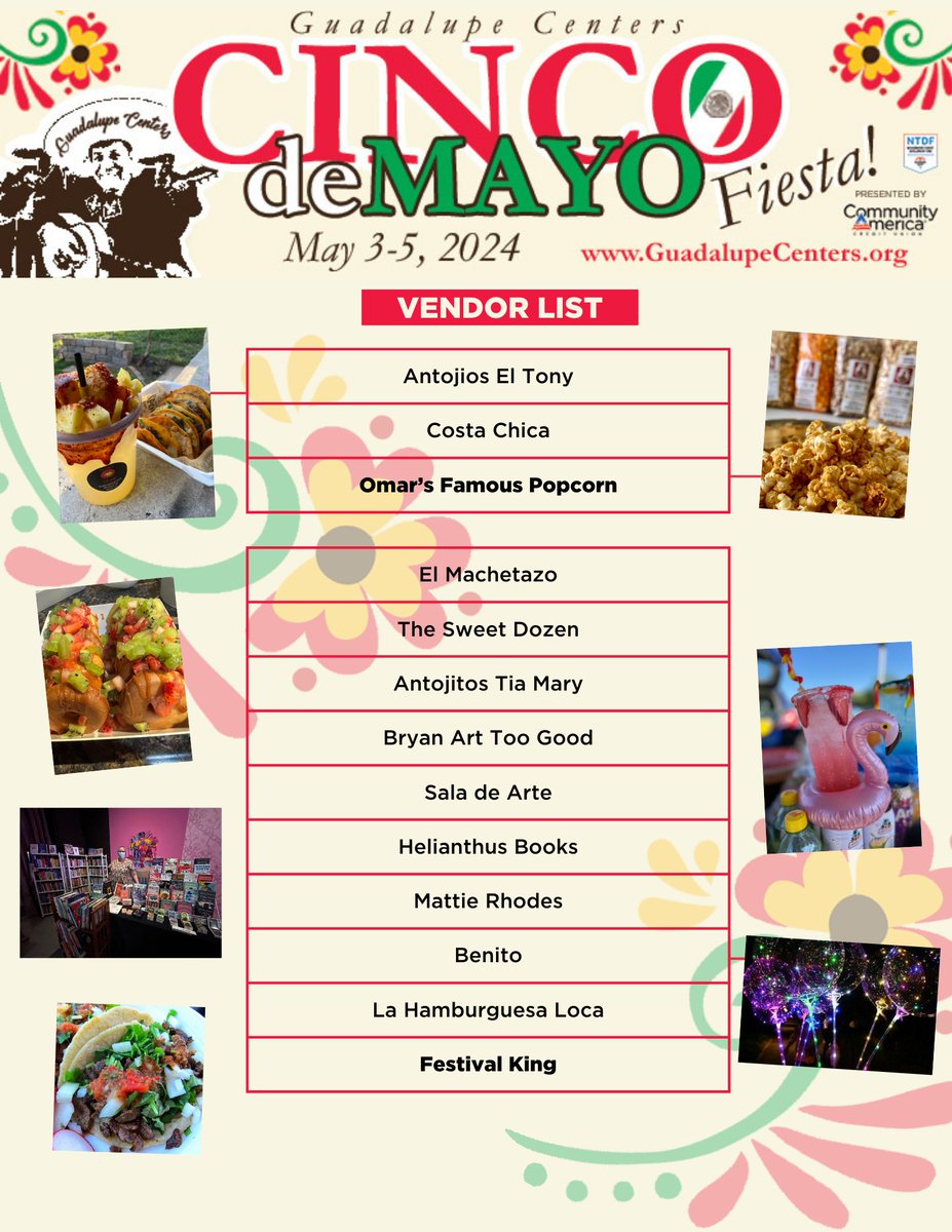 GCI1919's tweet image. We&apos;re excited about the incredible lineup of vendors at our Cinco de Mayo Fiesta this weekend! Check them out y nos vemos allí! 

#cincodemayo #fiesta #enjoylocal #kansascity #cinco #guadalupecenters