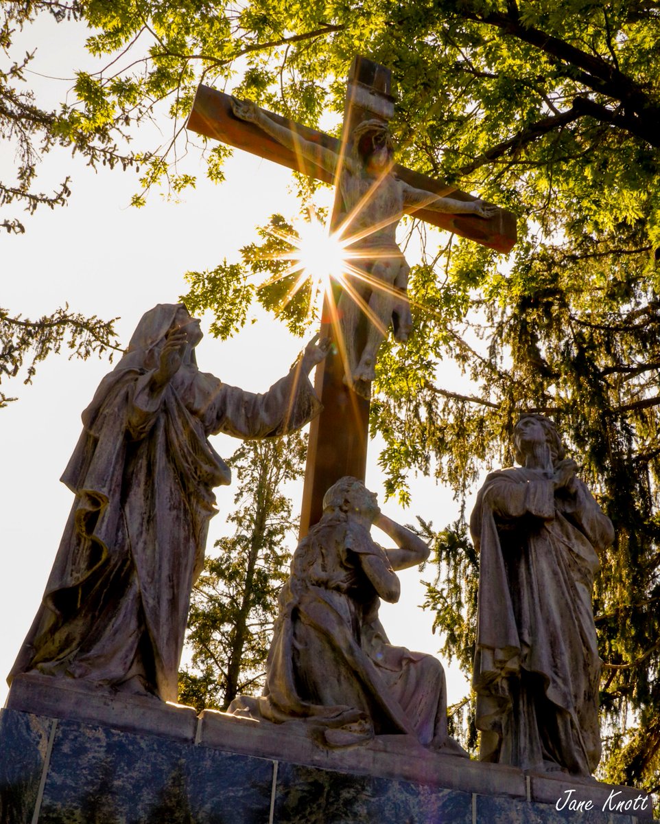 Jane Knott, a monastery friend, took this stunning photo of the Crucifixion Group statue in the center of the monastic cemetery. She calls it "Son/Sun"!