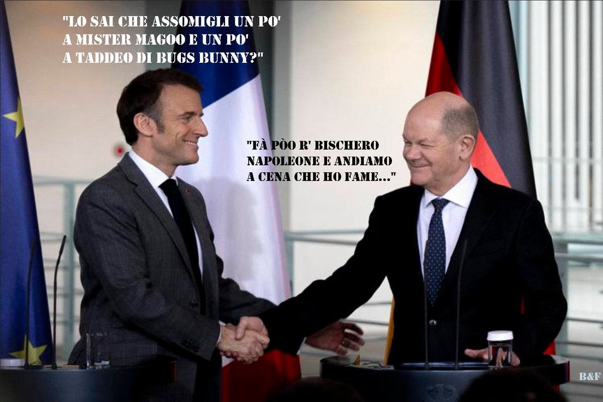 Cronaca
Stasera cena 'clandestina' #Scholz-#Macron a #Parigi: i temi sul tavolo
Dalla visita di #Xi in #Europa al finanziamento della Difesa #Ue nell'incontro privato tra i #Leader

#ultimora #notizie #attualità #2giugno #oggi #2giu #germania #humor #satira