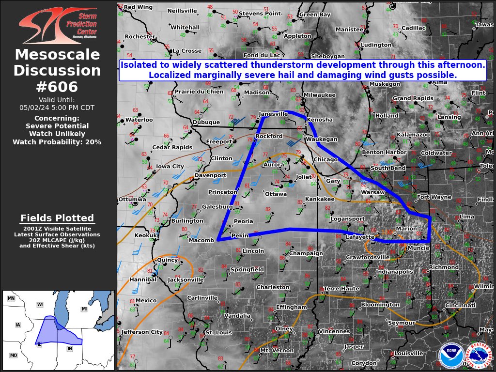 3:09pm CDT #SPC_MD 0606 , #ohwx #inwx #miwx #ilwx #wiwx, spc.noaa.gov/products/md/md…