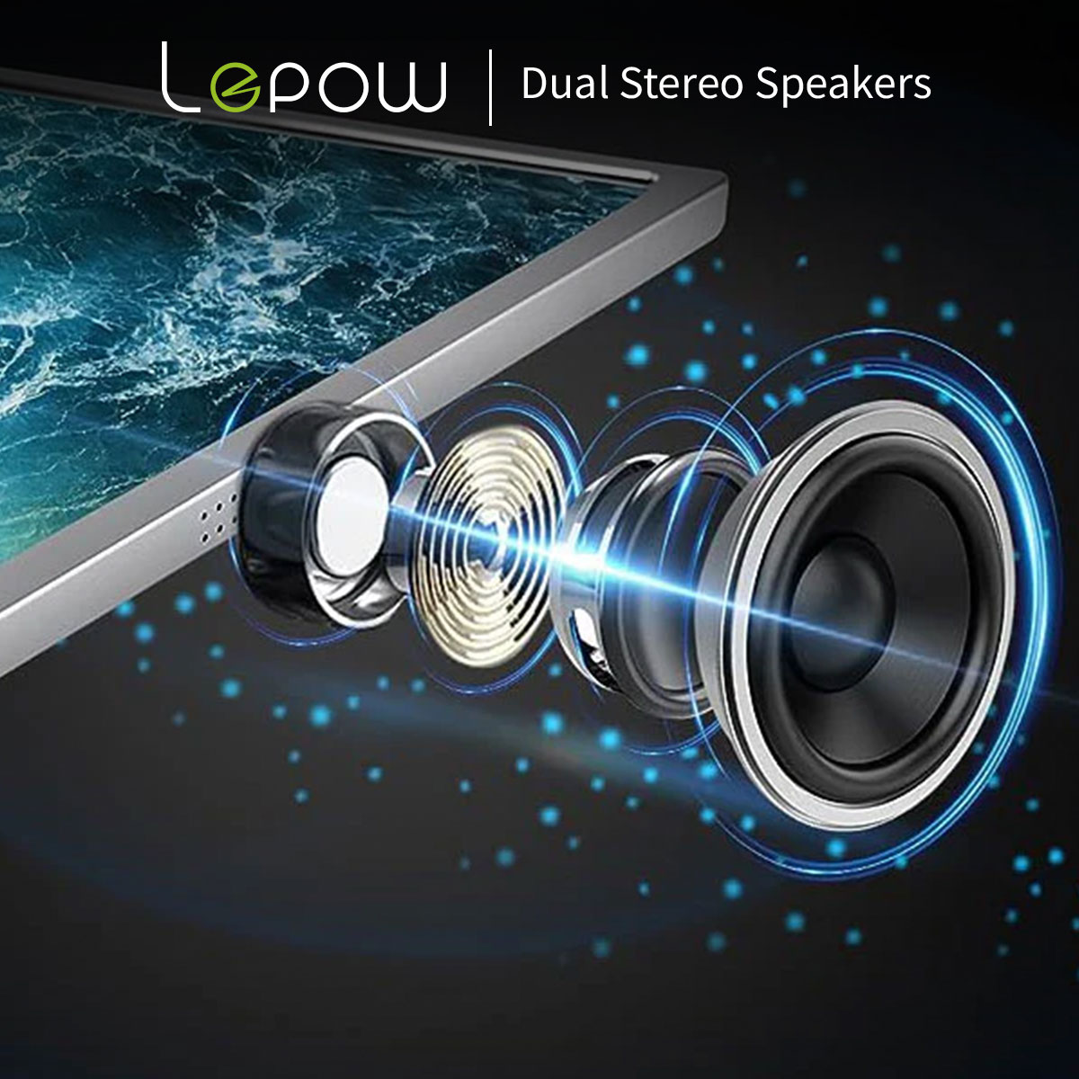 You can get immersive listening enjoyment when watching movies/playing games/listening to music. This portable display will bring you an enticing home theater experience. #Lepow #PortableMonitor #LepowMonitor #LepowPortablemonitor