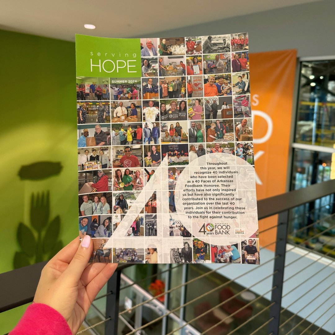 Celebrating 40 years of impact in the latest edition of Serving Hope! Dive into the stories of three remarkable individuals who've been the heart of our organization's journey. 🧡🎉 Read their profiles and more in our summer newsletter online: arkansasfoodbank.org/serving-hope-s…