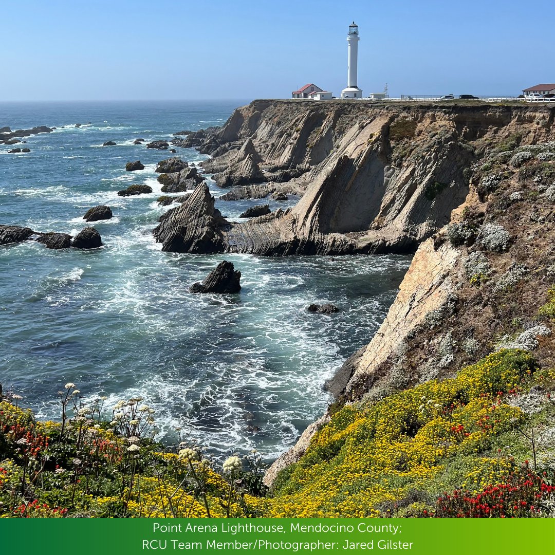 April showers bring May flowers at the Point Arena Lighthouse in Mendocino County in this picture from our calendar!