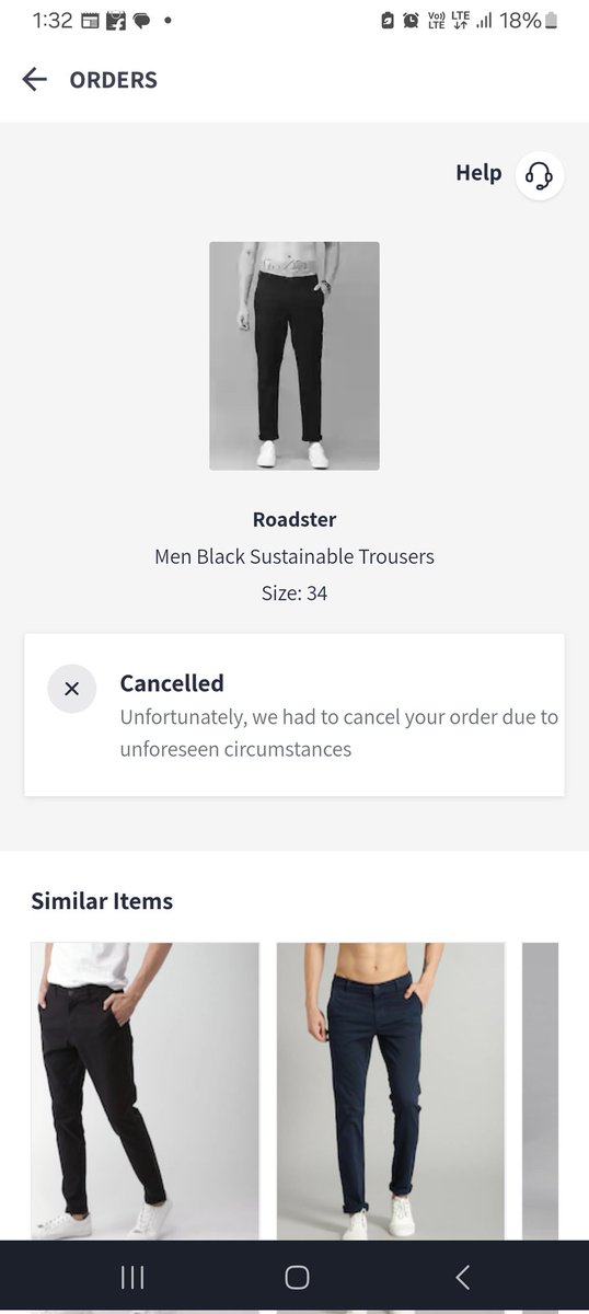 Ordered this itemon 15th April and the delivery date was 27th April but till today 3rd may i didn't get the item which i ordered thanks to @myntra for such warm support that you showed to your customer .They had cancel my order although it was near to my address.#Patheticservice