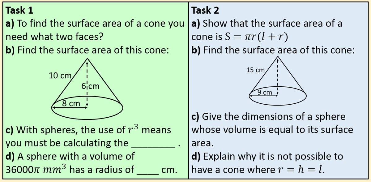 Mixed question set on surface area of cones and spheres. #mathschat #mathsteaching