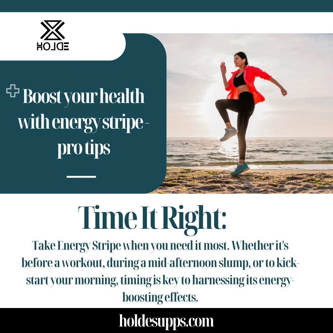 Boost your health and vitality with our pro tips for maximizing the benefits of Energy Stripes. ⚡️
.
𝙎𝙝𝙤𝙥 𝙉𝙤𝙬 👉🏻 holdesupps.com
.
.
#Holde #HOLDEWellness #PremiumSupplements #WellnessJourney #VitalityBoost #ScientificallyProven #EffectiveResults #HealthAndWellness