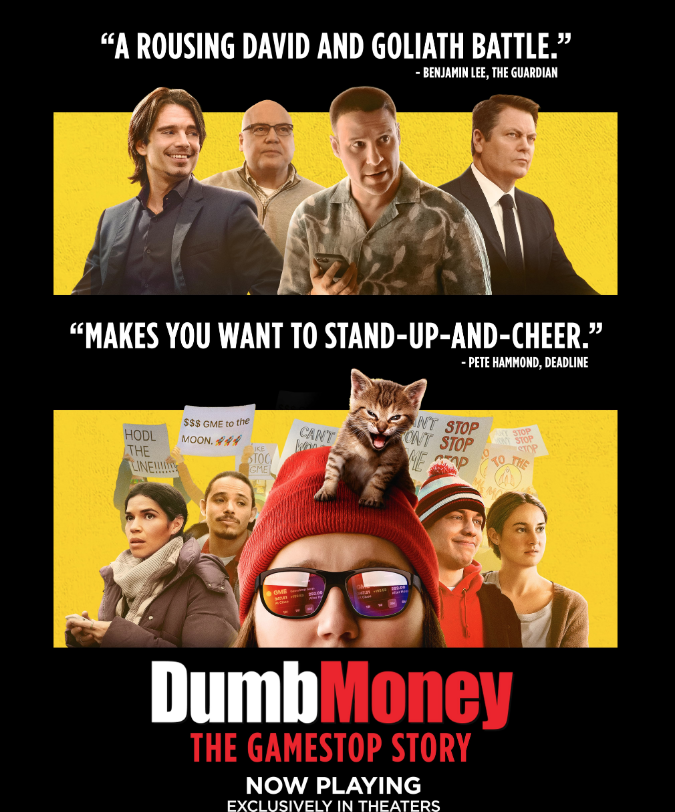 America Ferrera carries over to Movie 4,722 'Dumb Money'. Social media impacts the #stockmarket in the 2021 #Gamestop affair. #PaulDano #PeteDavidson #VincentDOnofrio #NickOfferman #SethRogen #AnthonyRamos #SebastianStan #ShaileneWoodley #DaneDeHaan
honkysmovieyear.blogspot.com/2024/05/dumb-m…