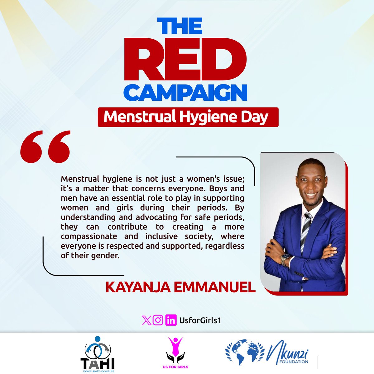 #RedCampaign

@EmmaKayanj emphasizes that Menstrual hygiene isnt just a women's issue but it concerns everyone including boys and men.

He calls upon us all to be supportive and advocate for safe periods for an inclusive society.
#EndPeriodStigma