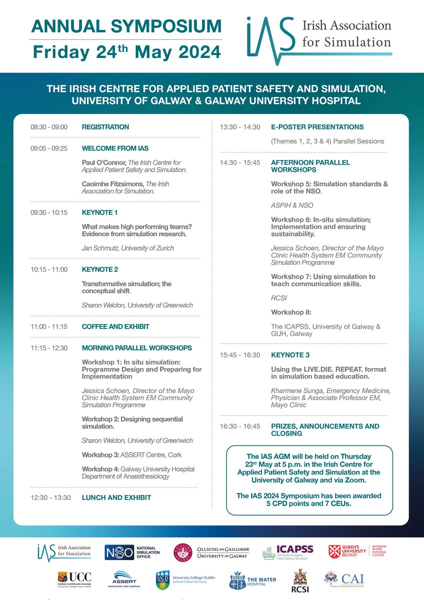 IrishSimulationAssoc (@irishsimassoc) on Twitter photo Just 3 weeks left until our annual symposium! Hosted by <a href="/GalwayICAPSS/">ICAPSS</a> <a href="/uniofgalway/">Ollscoil na Gaillimhe | University of Galway</a> @saoltagroup Don't be disappointed......get your ticket today: eventbrite.ie/e/irish-associ… <a href="/HSE_NSO/">National Simulation Office</a> Just 3 weeks left until our annual symposium! Hosted by <a href="/GalwayICAPSS/">ICAPSS</a> <a href="/uniofgalway/">Ollscoil na Gaillimhe | University of Galway</a> @saoltagroup Don't be disappointed......get your ticket today: eventbrite.ie/e/irish-associ… <a href="/HSE_NSO/">National Simulation Office</a>