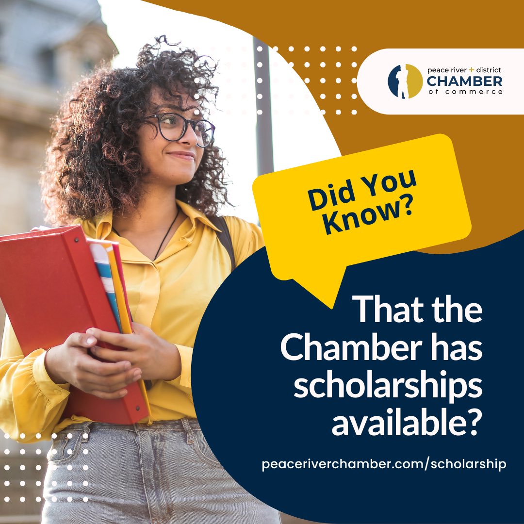 PR_Chamber's tweet image. Know anybody graduating this year? 

The Peace River Chamber has 5 $500 scholarships to award to high school grads who are furthering their education in a business-related field.

Check out peaceriverchamber.com/scholarship/ for more info

The deadline to apply has been extended to May 27