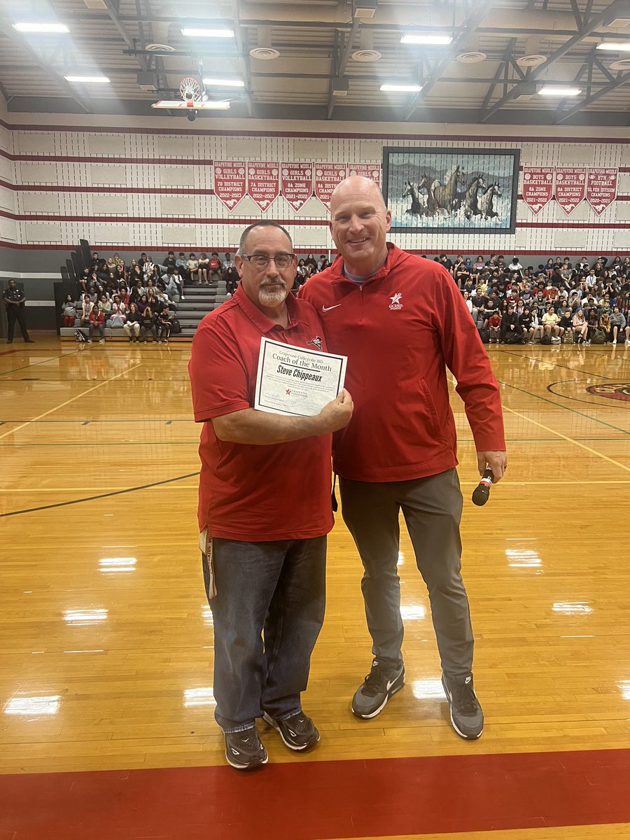 Congratulations to Coach Chippeaux on being named the <a href="/GCISD/">Grapevine-Colleyville ISD</a> Coach of the Month for April 2024 and on his retirement. Thank you for everything that you have done for <a href="/GrapevineMiddle/">Grapevine Middle</a> !! @Supt_GCISD <a href="/MrsA_GCISD/">Mandy Alexander</a> <a href="/GMSPonies/">GMS Boys Athletics</a> <a href="/GMSgirlsath/">GMS Girls Athletics</a>