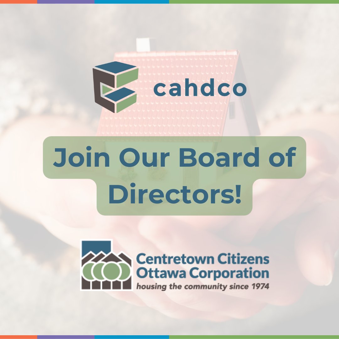 Cahdco is looking for volunteers to join our board of directors! If you have an interest in affordable housing and serving your community you should consider running.
Applications close May 24th 2024!

Visit our website for more details!
tinyurl.com/ye55szte