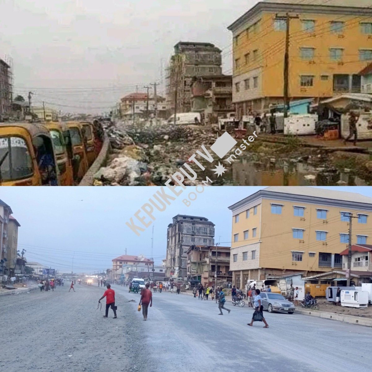 MMGS001's tweet image. Before and After Photos of Port Harcourt Road Aba Being Reconstructed by Alex C. Otti 

A Governor left here after 8 year before @alexottiofr 
#soludo #soludosolution